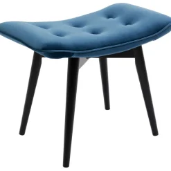 Tabouret Black Vicky velours bleu pétrole 59x37cm