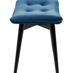 Tabouret Black Vicky velours bleu pétrole 59x37cm