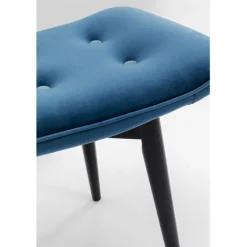 Tabouret Black Vicky velours bleu pétrole 59x37cm