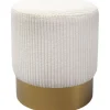 Tabouret Cherry Beige velours cotelé laiton Ø35cm