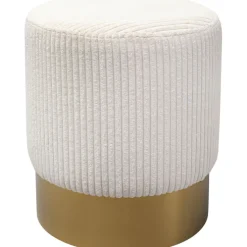 Tabouret Cherry Beige velours cotelé laiton Ø35cm