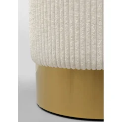 Tabouret Cherry Beige velours cotelé laiton Ø35cm