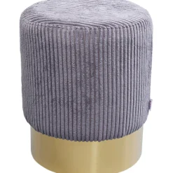 Tabouret Cherry Grey velours cotelé laiton Ø35cm