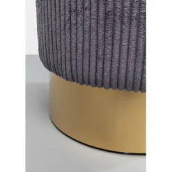 Tabouret Cherry Grey velours cotelé laiton Ø35cm