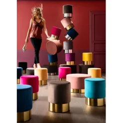 Tabouret Cherry noir laiton Ø35cm