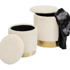 Tabouret Cherry Storage Cord Creme (2/Set)