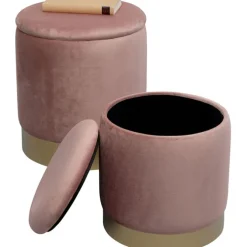 Tabouret Cherry Storage rose - laiton (2/Set)