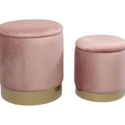 Tabouret Cherry Storage rose - laiton (2/Set)