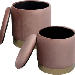 Tabouret Cherry Storage rose - laiton (2/Set)