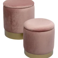 Tabouret Cherry Storage rose - laiton (2/Set)