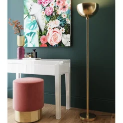 Tabouret Cherry vieux rose laiton Ø35cm