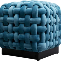 Tabouret Weave Square bleu 47x47cm