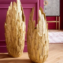 Vase Feathers doré 80